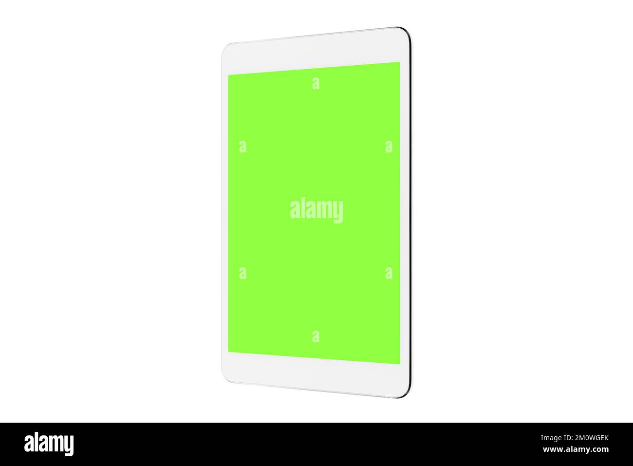 Digital Tablet isolated Mockup white background, New Modern Black Frameless Tablet Blank With Chroma Key Screen Based on a high-quality Studio Shot Stock Photo
