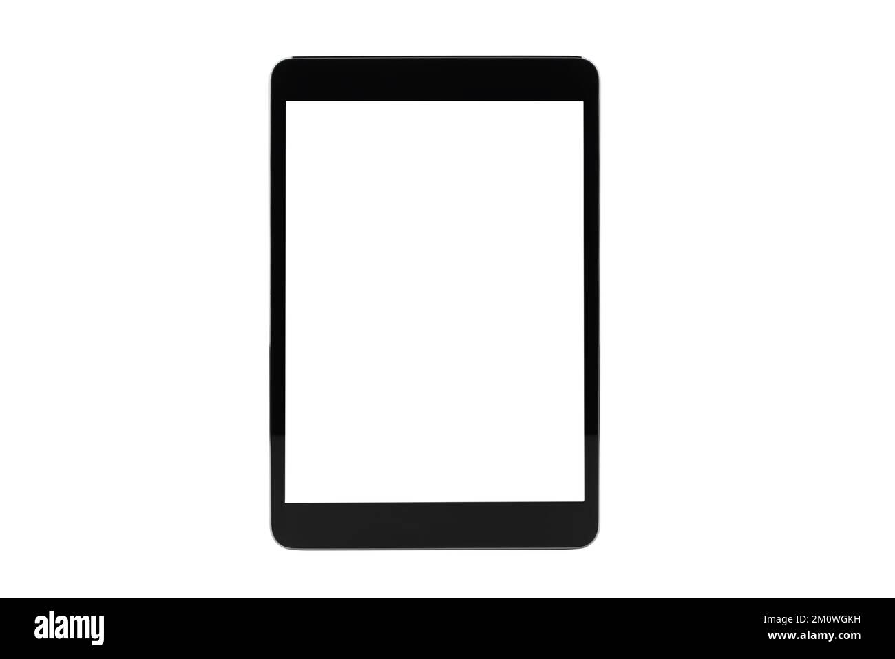 Digital Tablet isolated Mockup white background, New Modern Black Frameless Tablet Blank With a White Screen Based on a high-quality Studio Shot Stock Photo