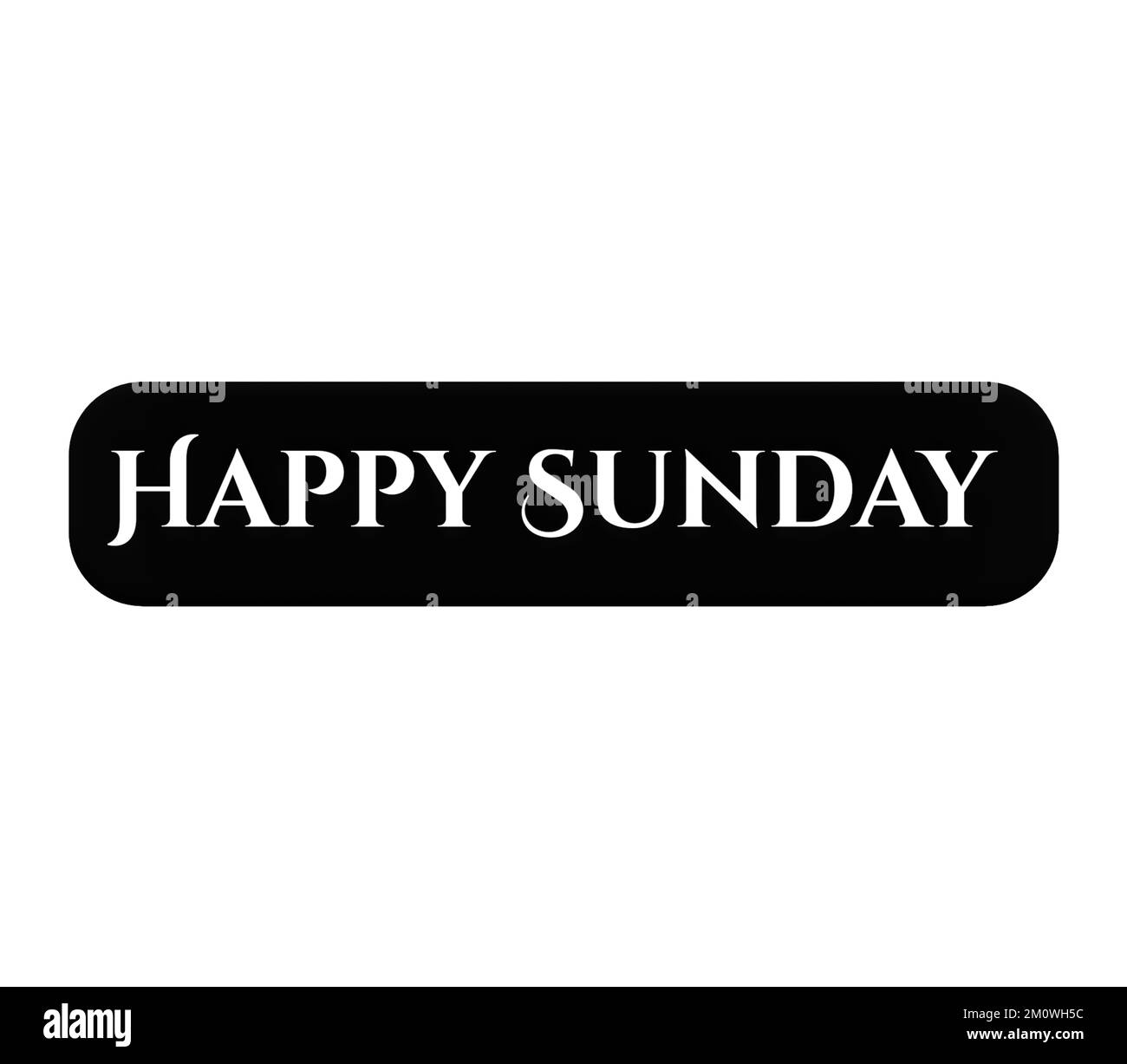 An Illustrated HAPPY SUNDAY text Black Color Icon Isolated on white Background Stock Photo