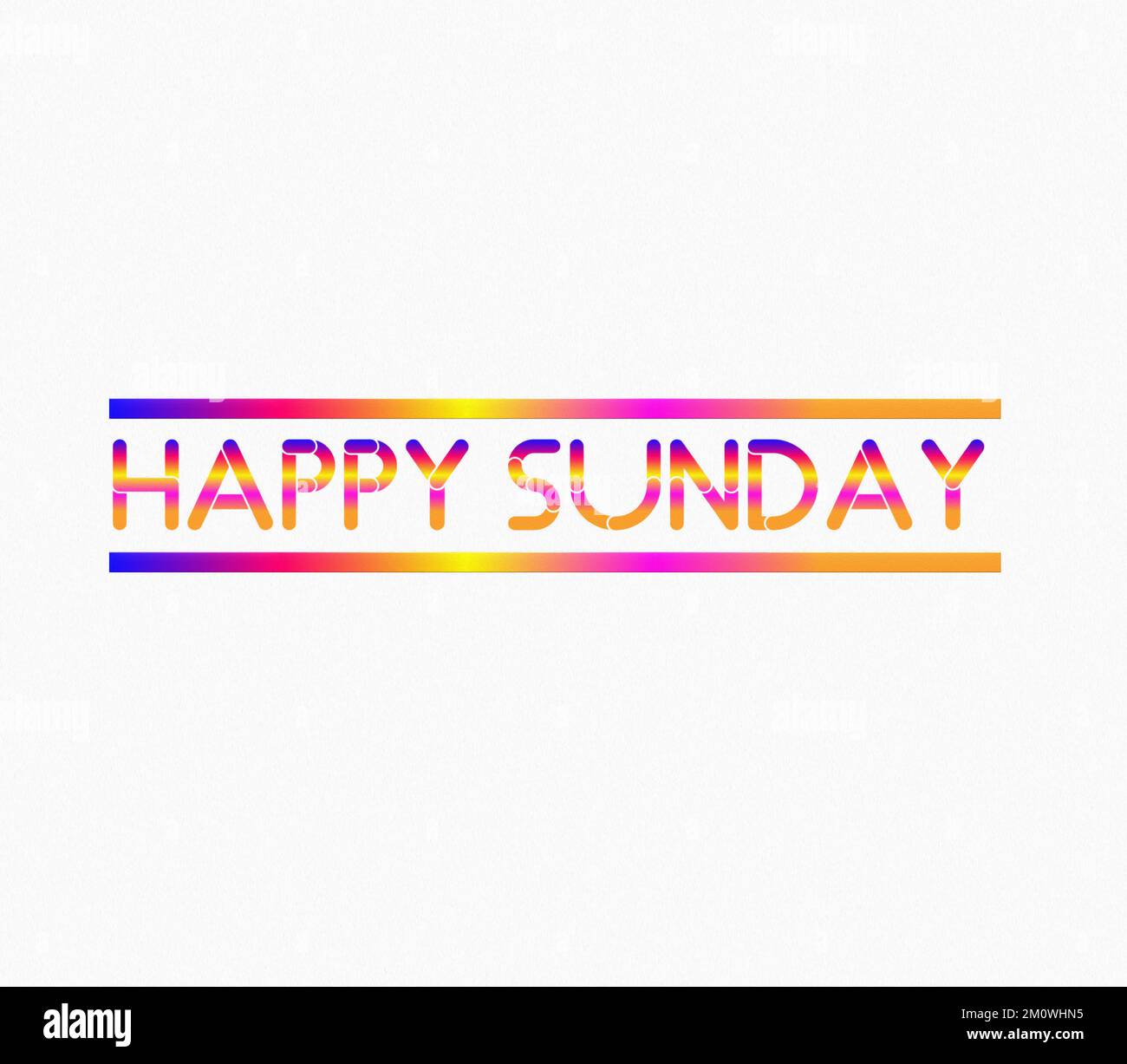An Illustrated HAPPY SUNDAY text isolated on white background