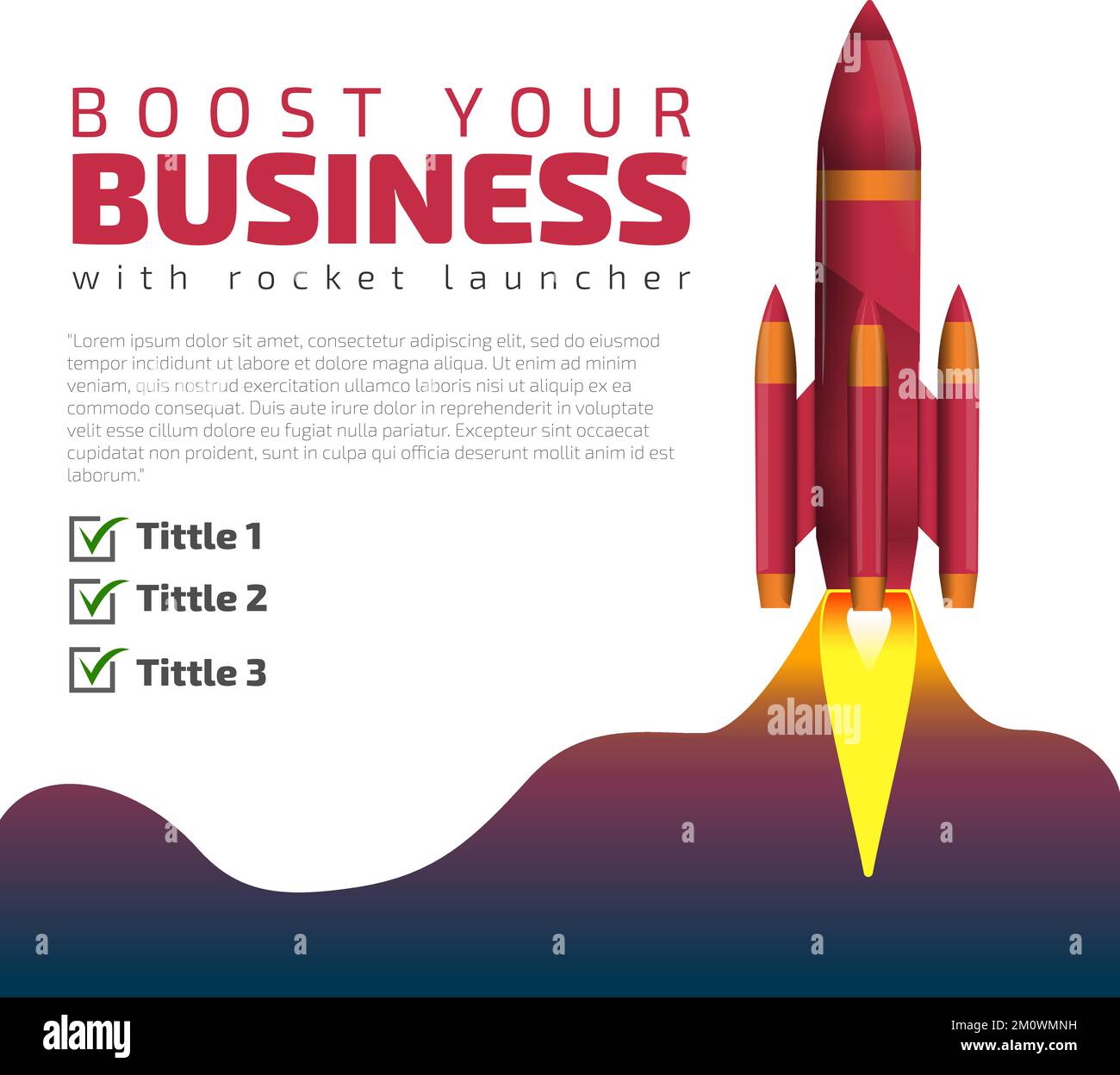 Boost Your Brand Rocket Launcher Poster Suitable For Feed Marketing, Content Creator, Boost Business Success. Stock Vector