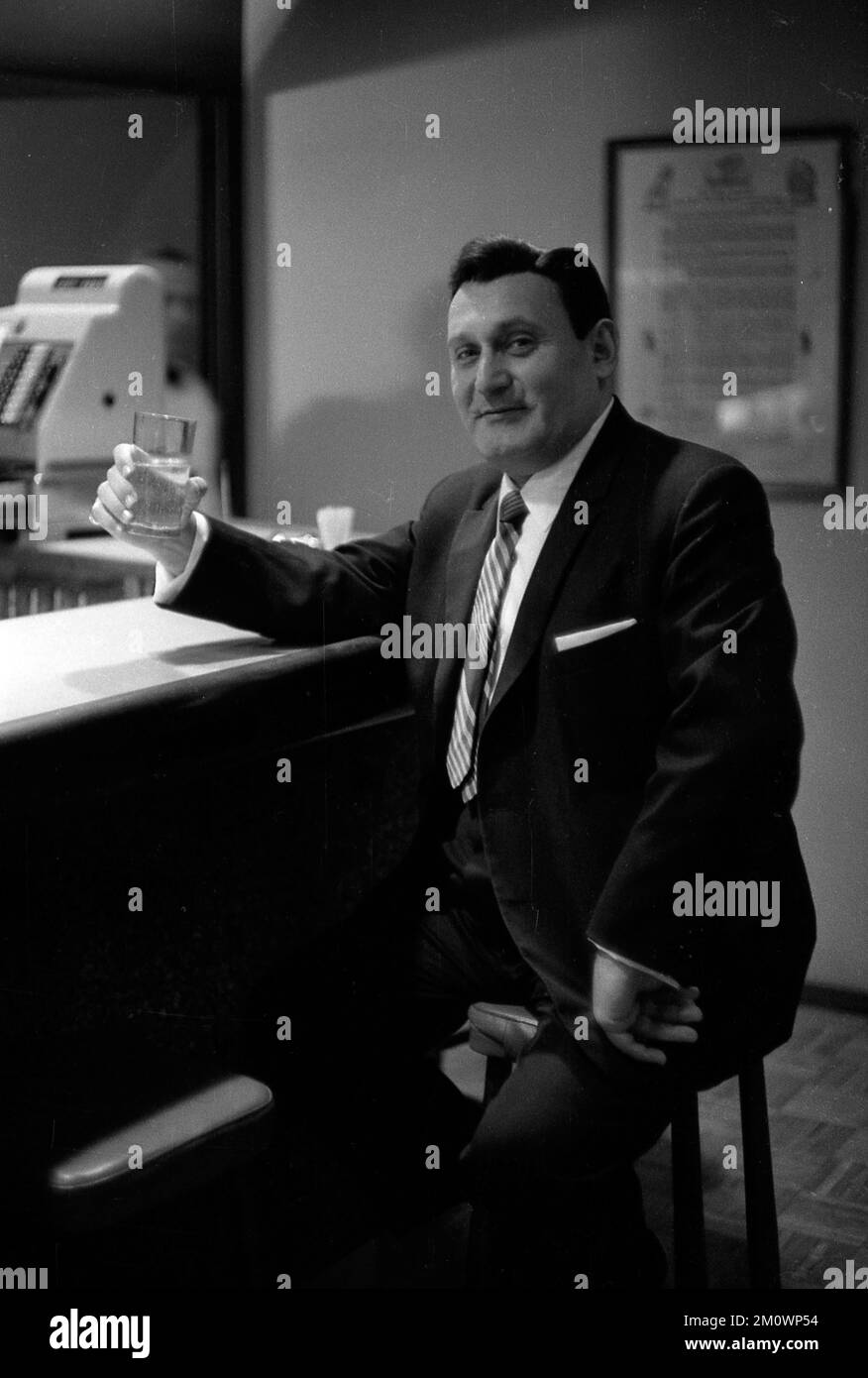 Richard Tucker, American tenor, during a press interview in Buenos