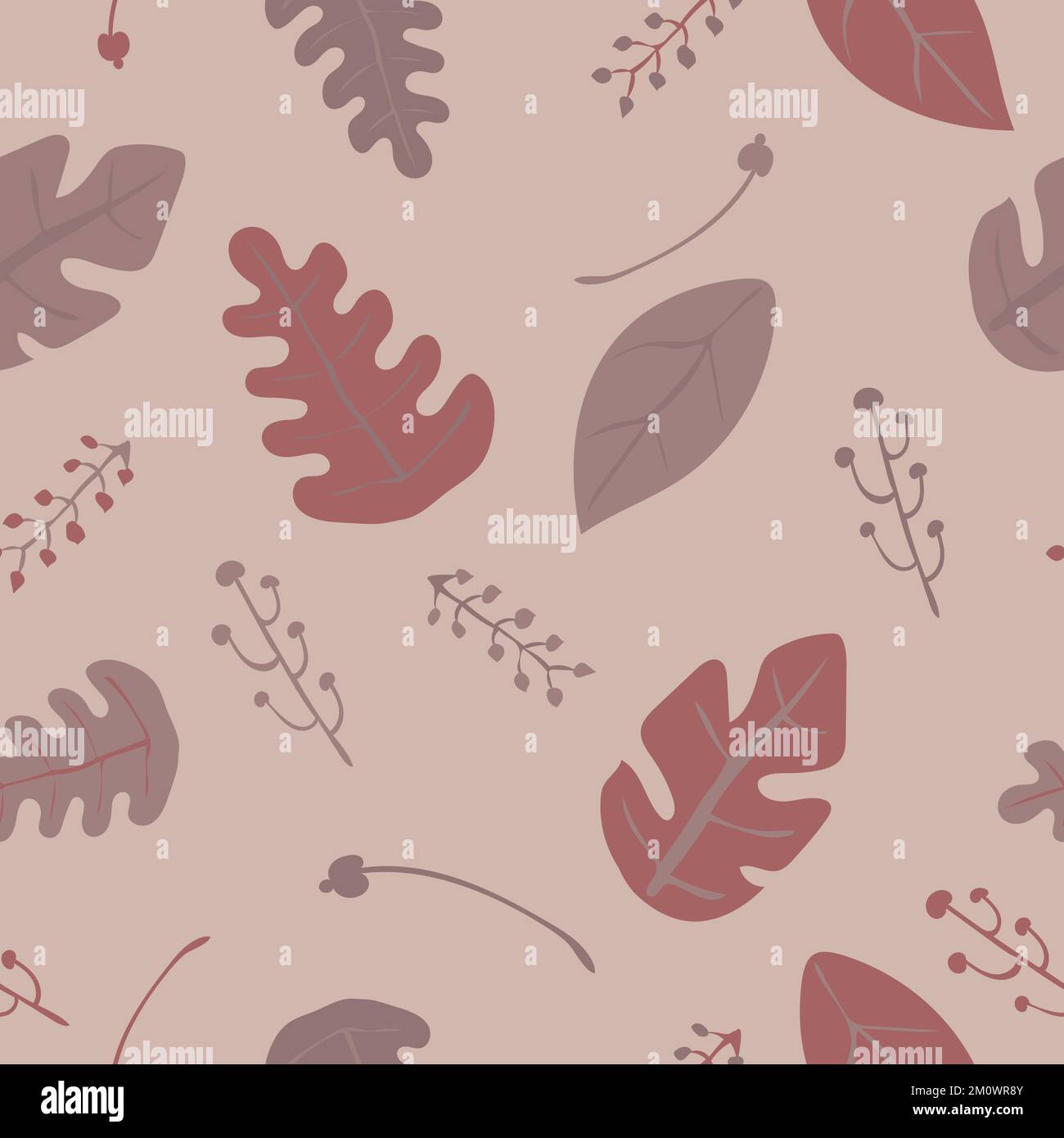 Leaves and plant branches vector seamless pattern Stock Vector Image ...