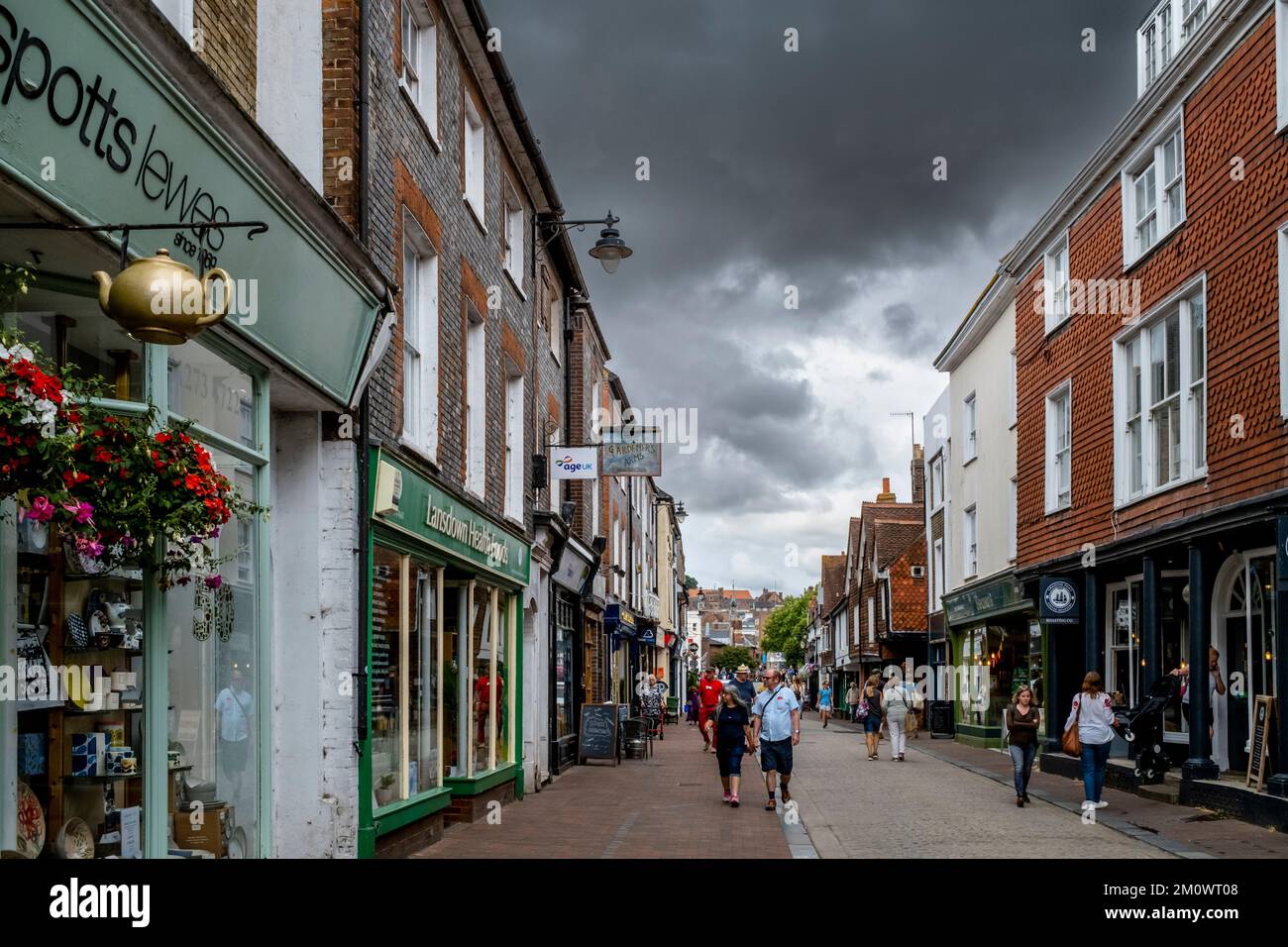 The High Street, Lewes, East Sussex, UK. Stock Photo