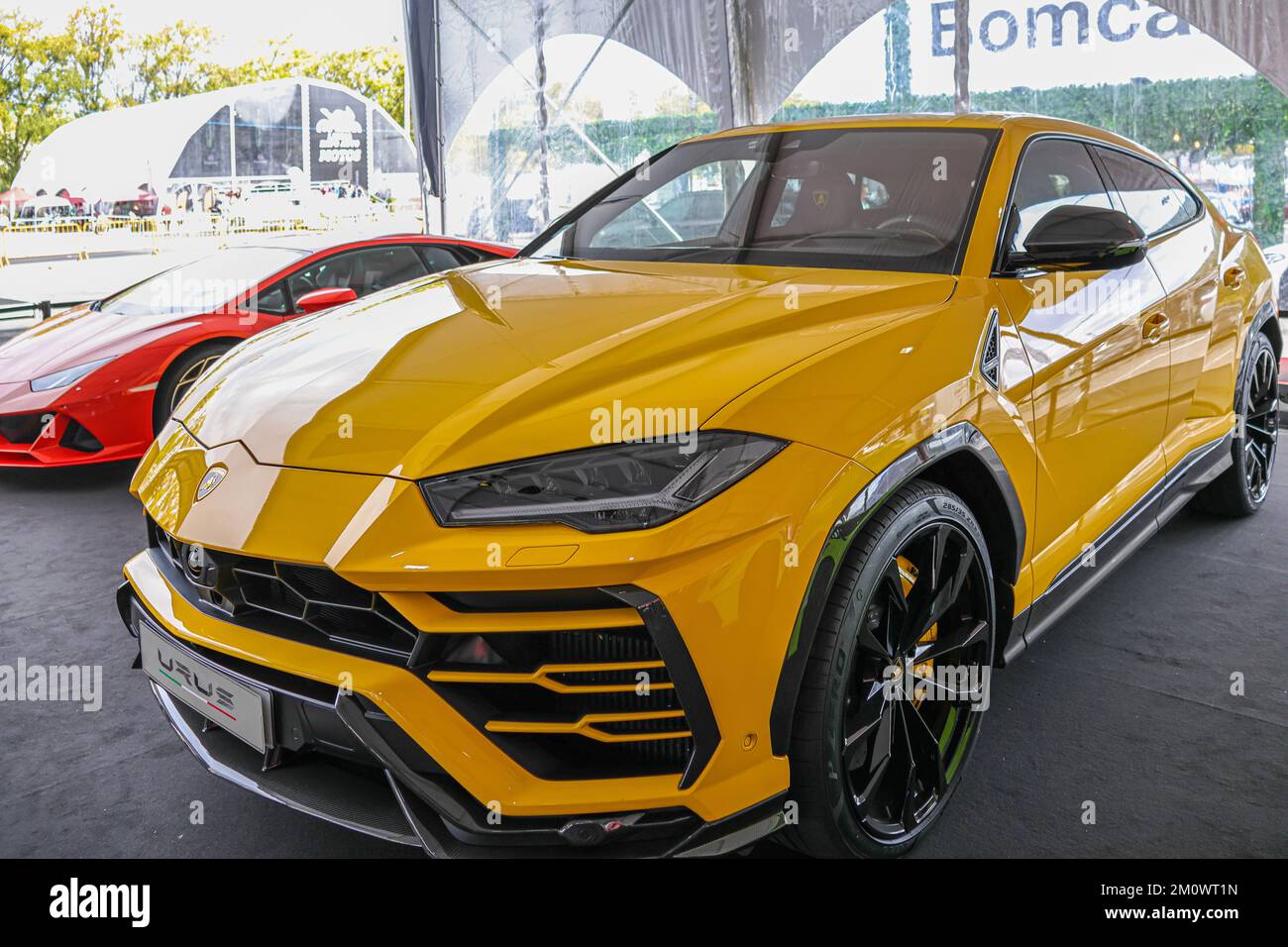 Yellow lamborghini suv