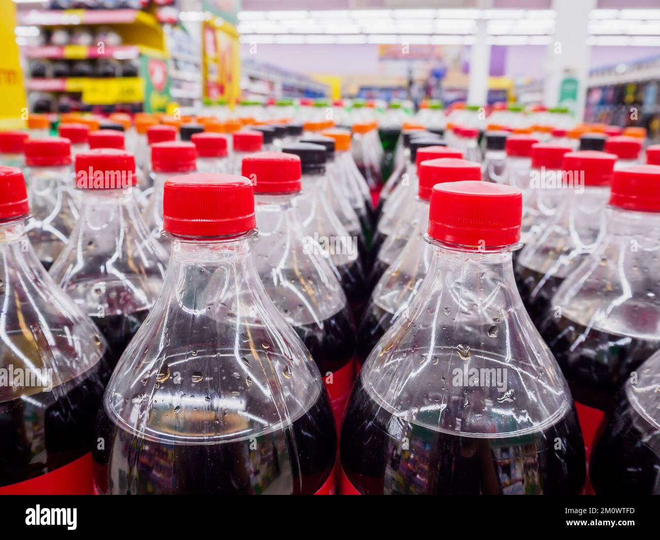 Carbonated soft drink bottles close up Stock Photo Alamy