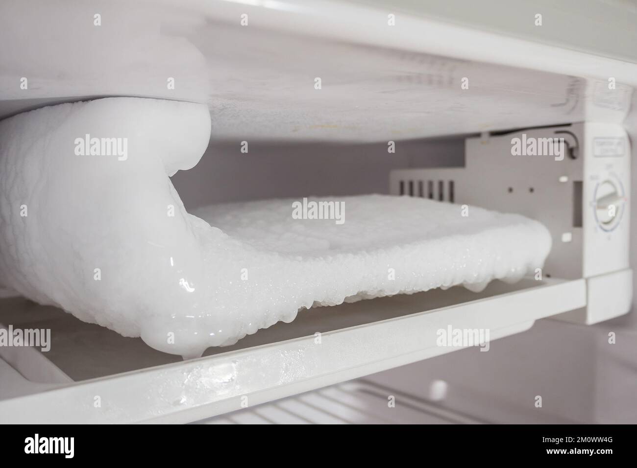 frozen Ice buildup in the freezer of refrigerator Stock Photo Alamy