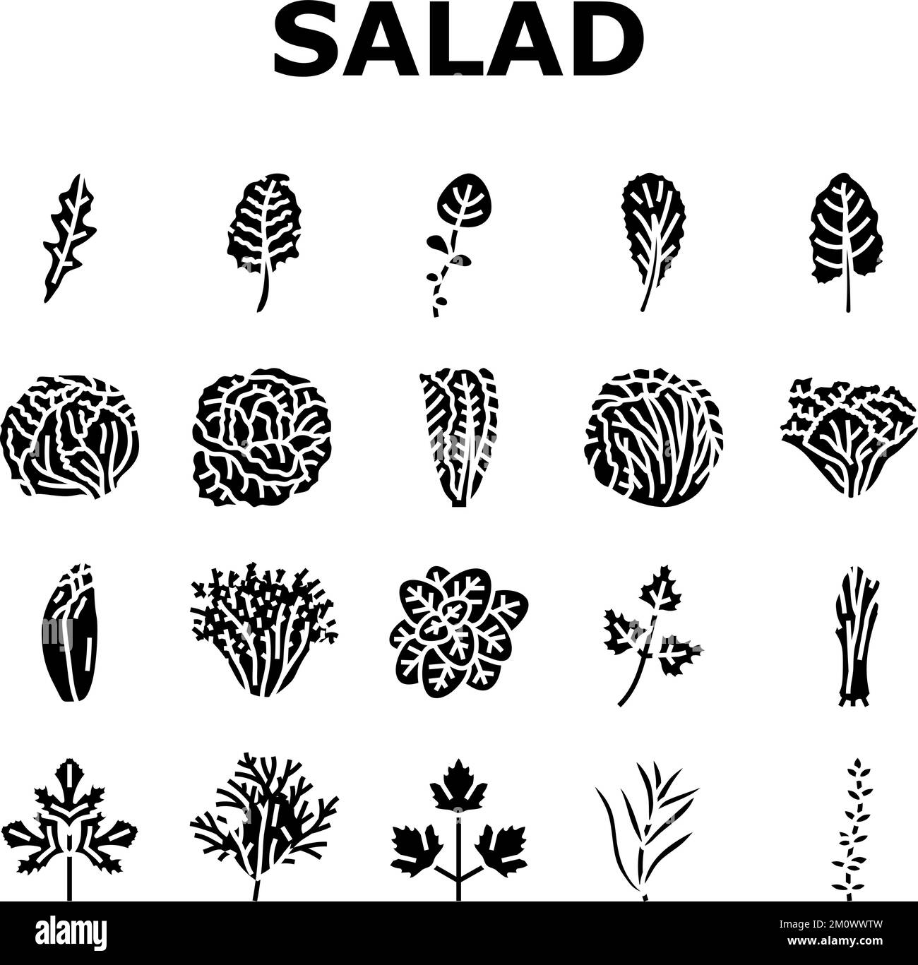 Black green olive spring onion salad Black and White Stock Photos