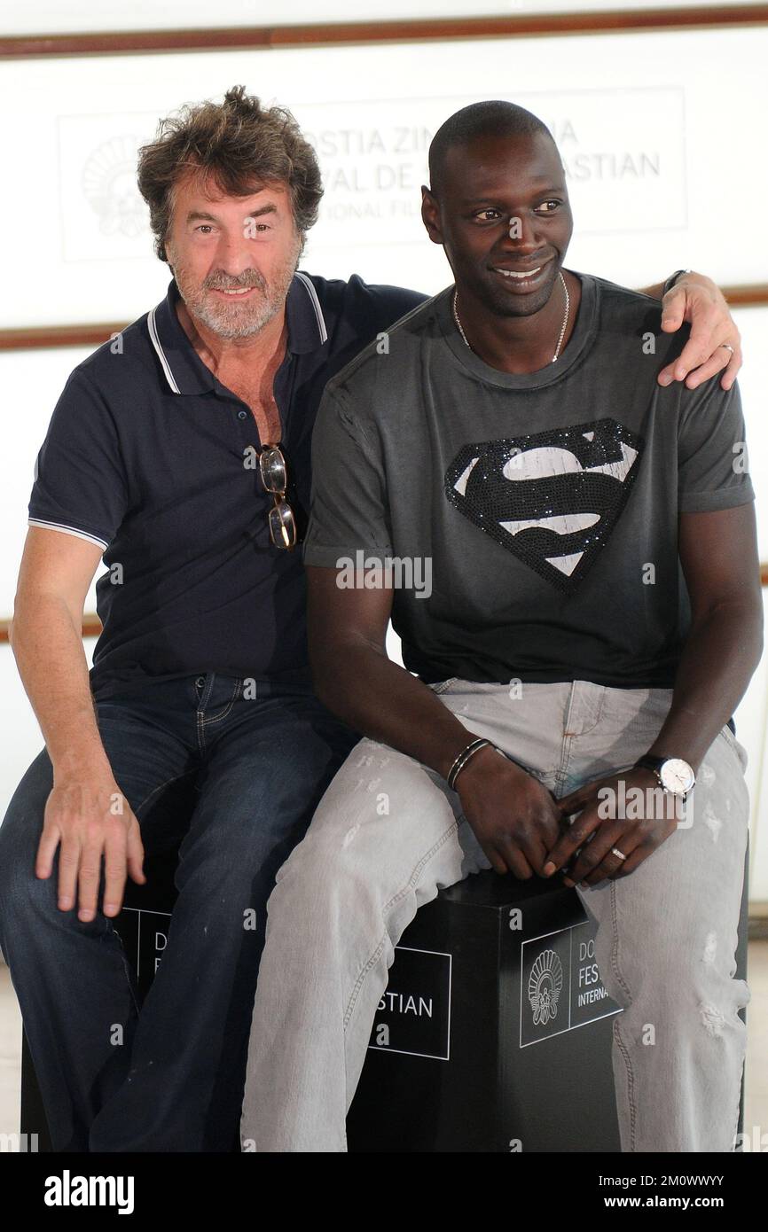 François Cluzet and Omar Sy at the 59th International Film Festival of San Sebastian. (Credit: Julen Pascual Gonzalez) Stock Photo