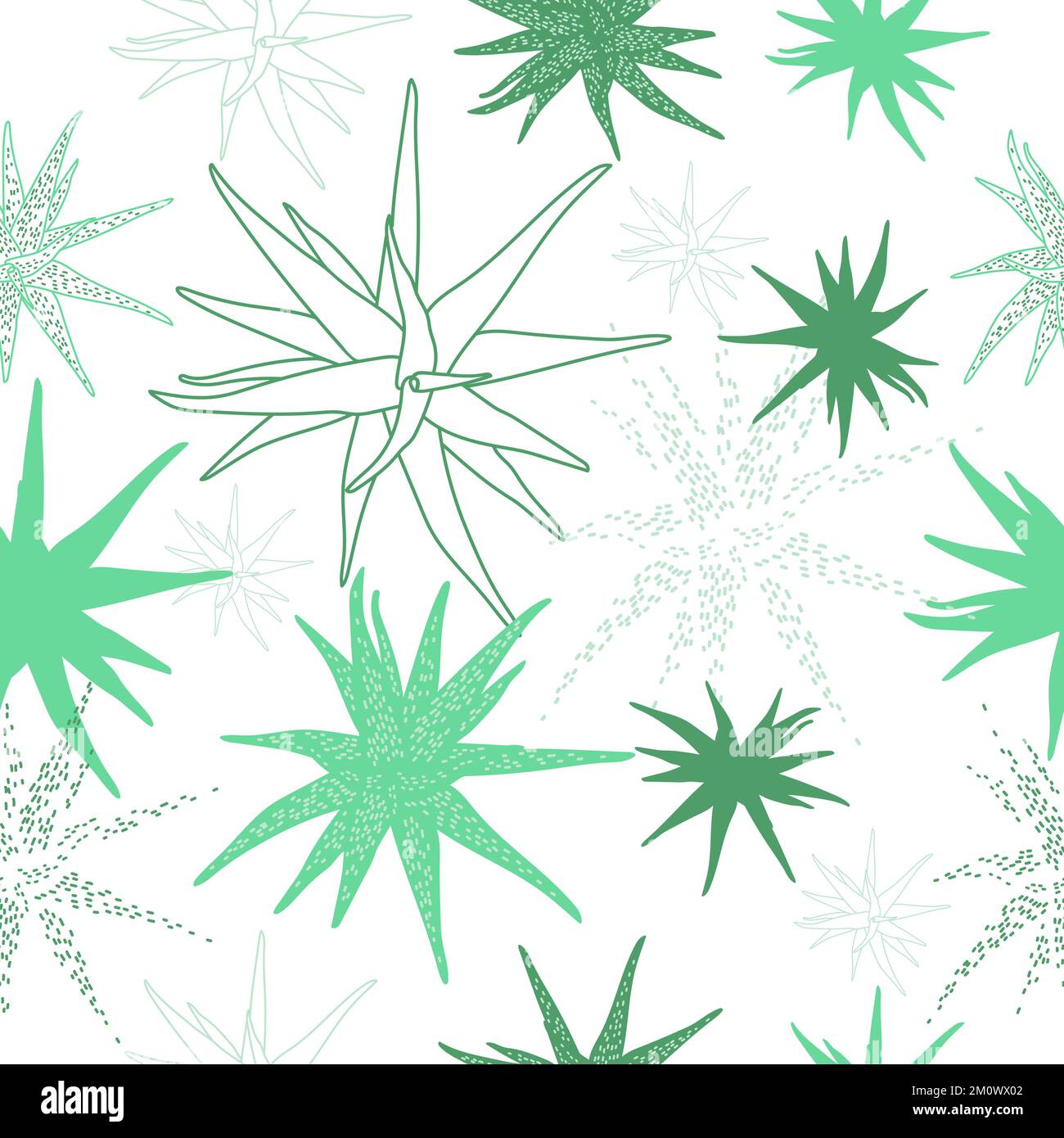 Seamless pattern with colorful aloe leaves Stock Vector