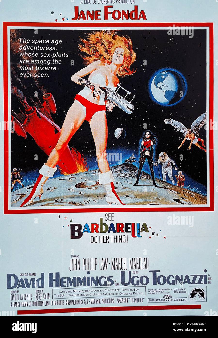 BARBARELLA 1968 Paramount Pictures film with Jane Fonda. Poser by Robert McGinnis Stock Photo