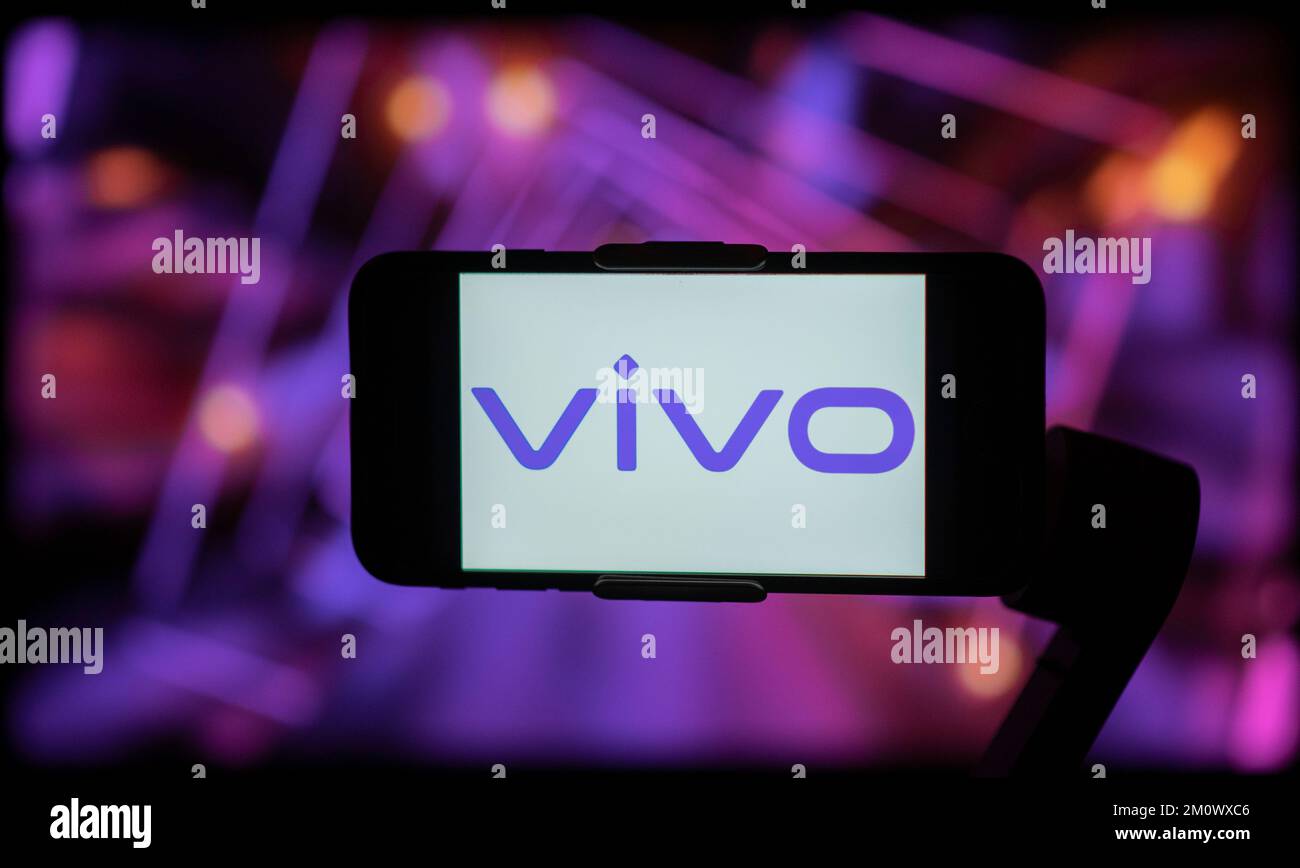 In this photo illustration, a logo of vivo mobile company is seen on a