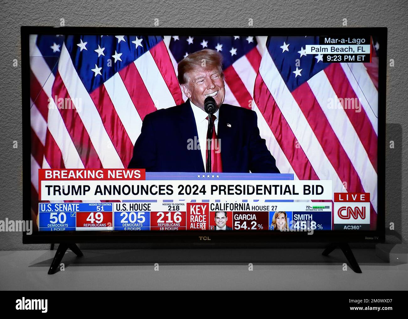 A CNN television screen shot of former U.S. President Donald Trump