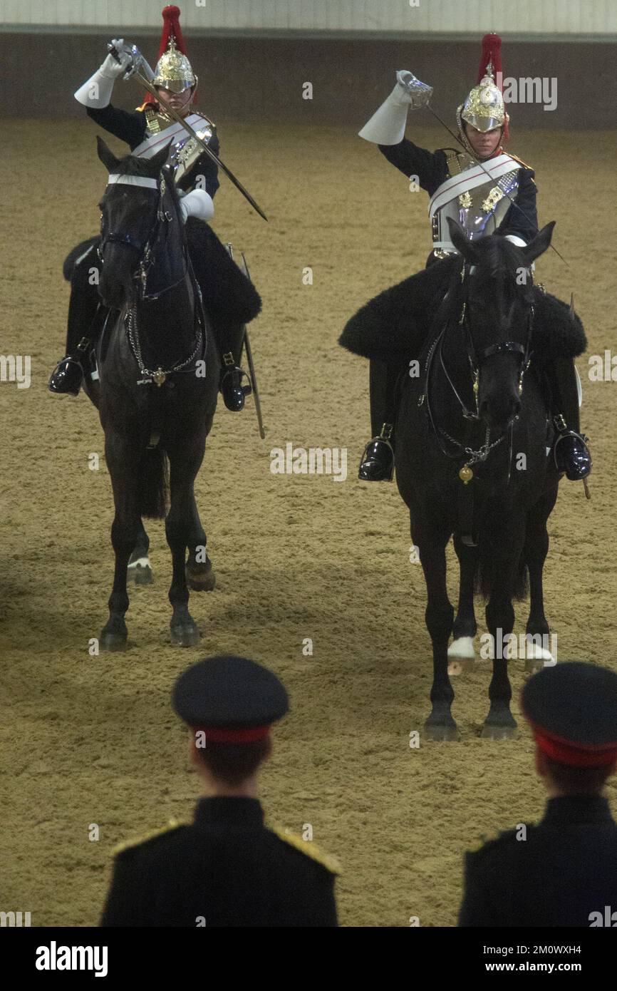 London, UK. 8th Dec, 2022. Household Cavalry Pass Out Parade of Dettingen Ride at Hyde Park Barracks. Dettingen Ride pass out inspected by Major General Jonathan Swift OBE, General Officer Commanding, Regional Command. Lt Colonel Thomas Armitage commanding the Household Cavalry Mounted Regiment. Credit: Peter Hogan/Alamy Live News Stock Photo