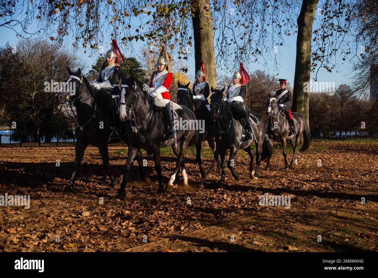 London, UK. 8th Dec, 2022. Household Cavalry Pass Out Parade of Dettingen Ride at Hyde Park Barracks. Dettingen Ride pass out inspected by Major General Jonathan Swift OBE, General Officer Commanding, Regional Command. Lt Colonel Thomas Armitage commanding the Household Cavalry Mounted Regiment. Credit: Peter Hogan/Alamy Live News Stock Photo