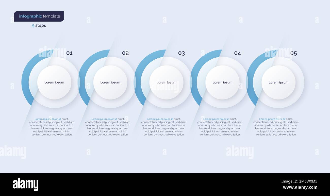 Vector minimalistic infographic template composed of 5 circles Stock Vector