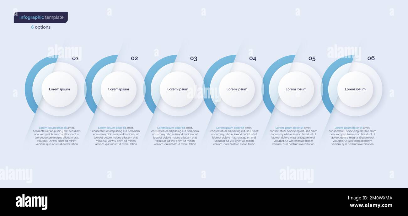 Vector minimalistic infographic template composed of 6 circles Stock Vector