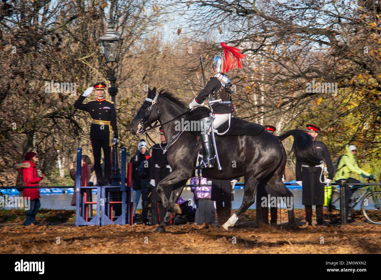 London, UK. 8th Dec, 2022. Household Cavalry Pass Out Parade of Dettingen Ride at Hyde Park Barracks. Dettingen Ride pass out inspected by Major General Jonathan Swift OBE, General Officer Commanding, Regional Command. Lt Colonel Thomas Armitage commanding the Household Cavalry Mounted Regiment. Credit: Peter Hogan/Alamy Live News Stock Photo