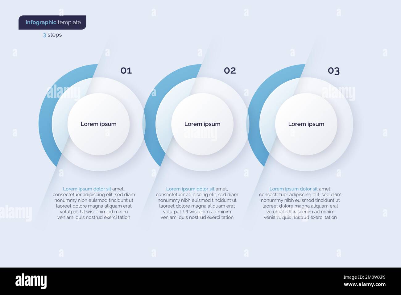 Vector minimalistic infographic template composed of 3 circles Stock Vector