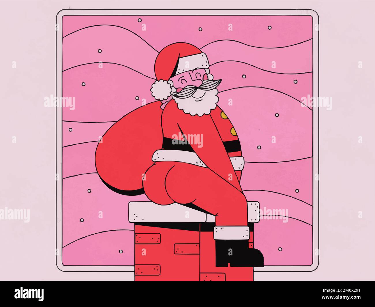 Funny Santa Claus Merry Christmas Happy New Year Celebration Gift Postcard Website illustration Stock Photo
