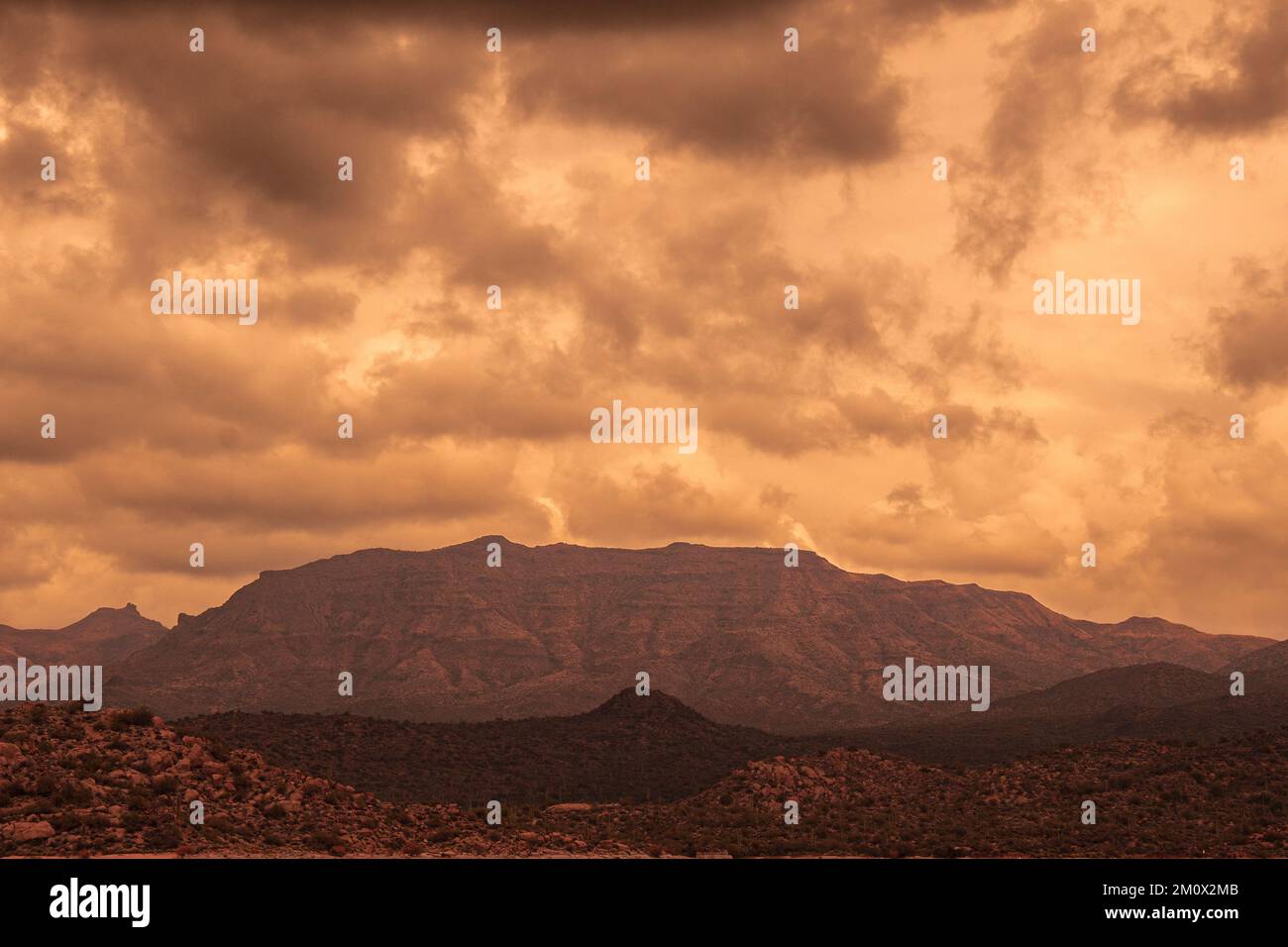 Golden Hour During The Storm Stock Photo