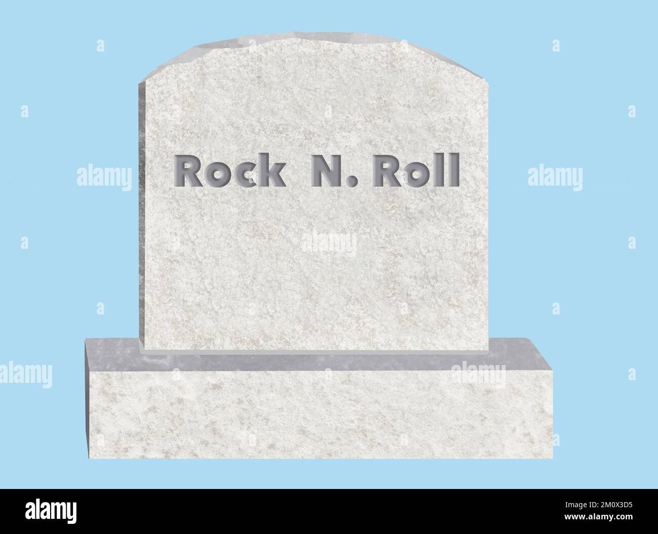 A tombstone to use as a graphic element is engraved with the name Rock