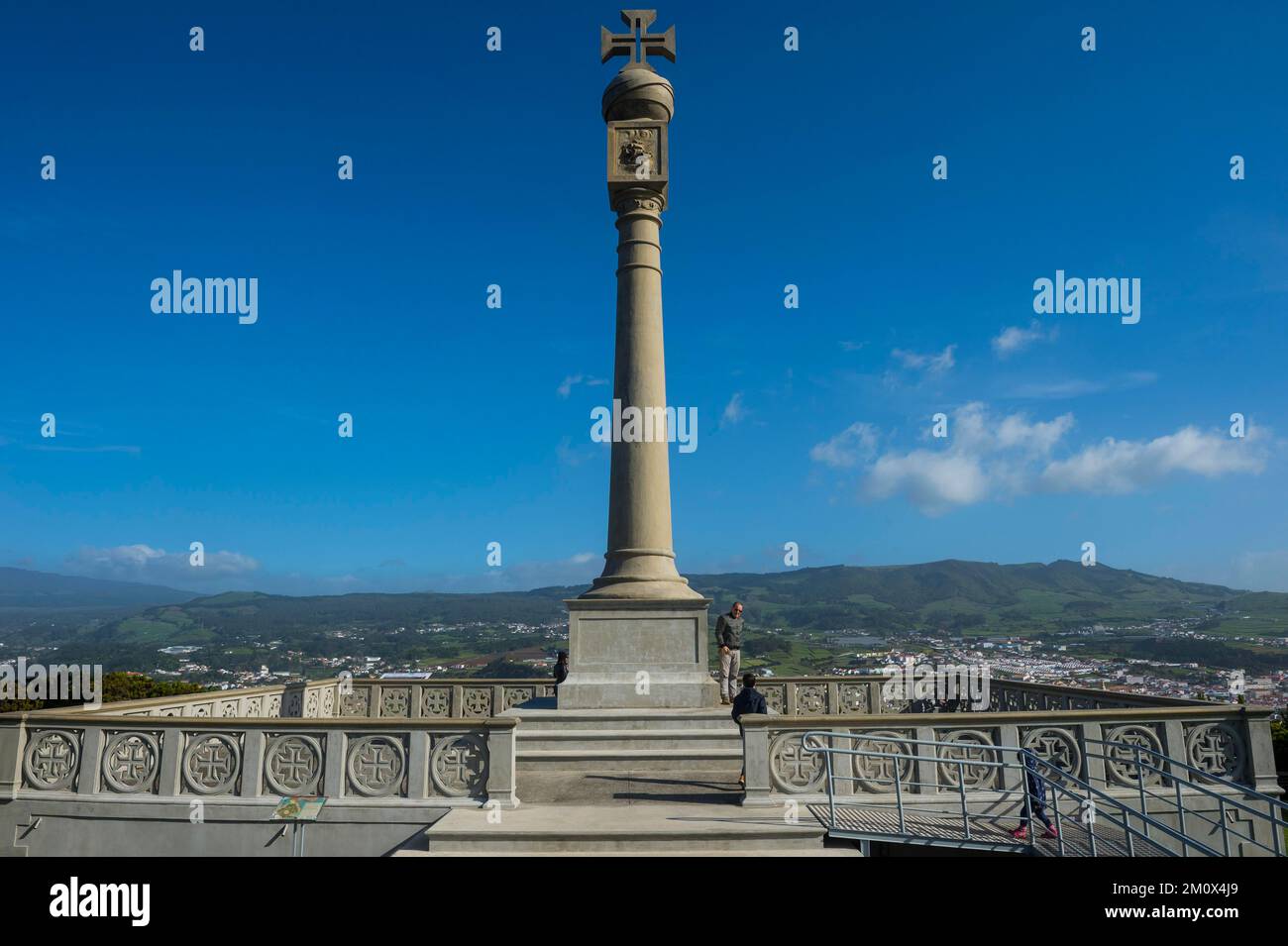 Monument above the Unesco world heritage sight, Angra do Heroísmo, Island of Terceira, Azores, Portugal, Europe Stock Photo