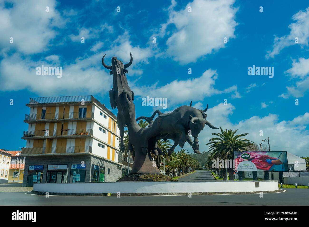 Bull race memorial, Unesco world heritage sight, Angra do Heroísmo, Island of Terceira, Azores, Portugal, Europe Stock Photo