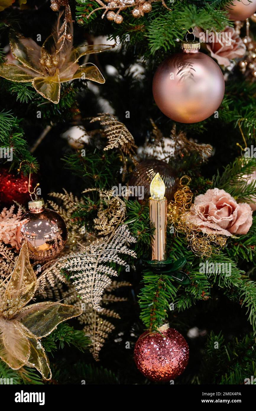 Detail decorated Christmas tree Stock Photo
