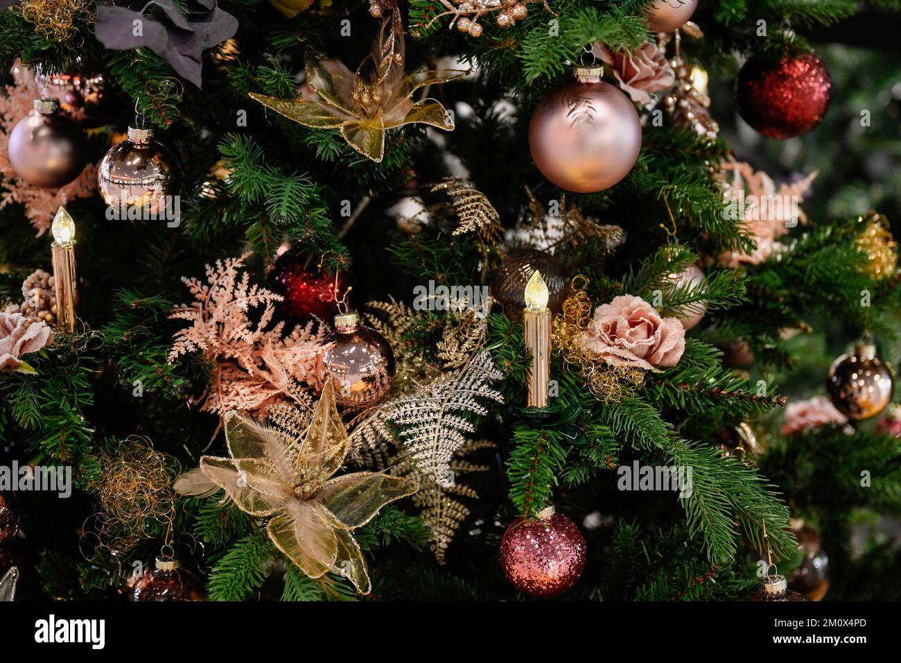 Detail decorated Christmas tree Stock Photo