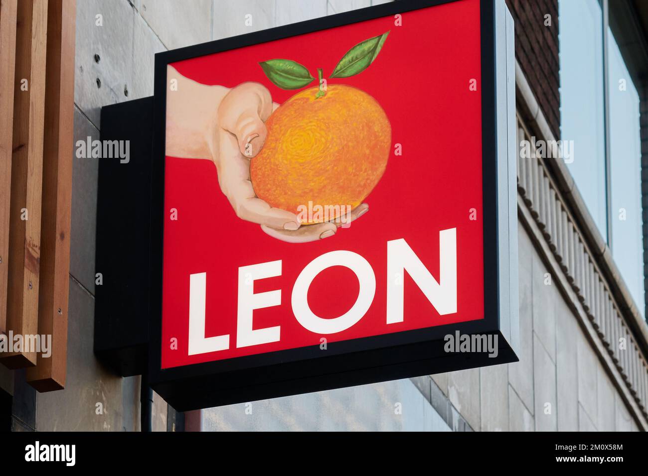 Leon restaurant, sign. Stock Photo