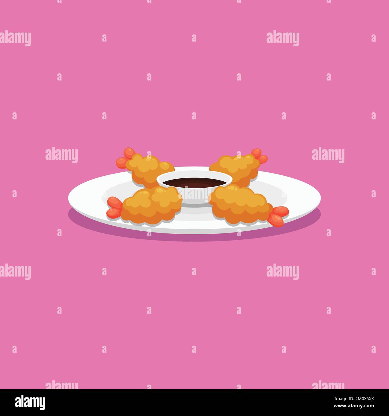 Tempura Japanese Food. Design with cartoon. Vector design illustration