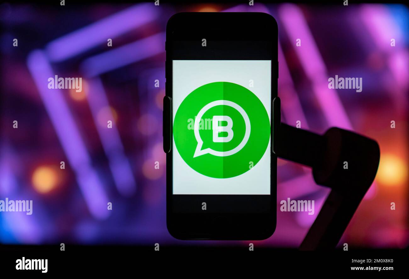 India. 08th Dec, 2022. In this photo illustration, the logo of a WhatsApp business app is seen displayed on a mobile phone screen. (Photo by Idrees Abbas/SOPA Images/Sipa USA) Credit: Sipa USA/Alamy Live News Stock Photo