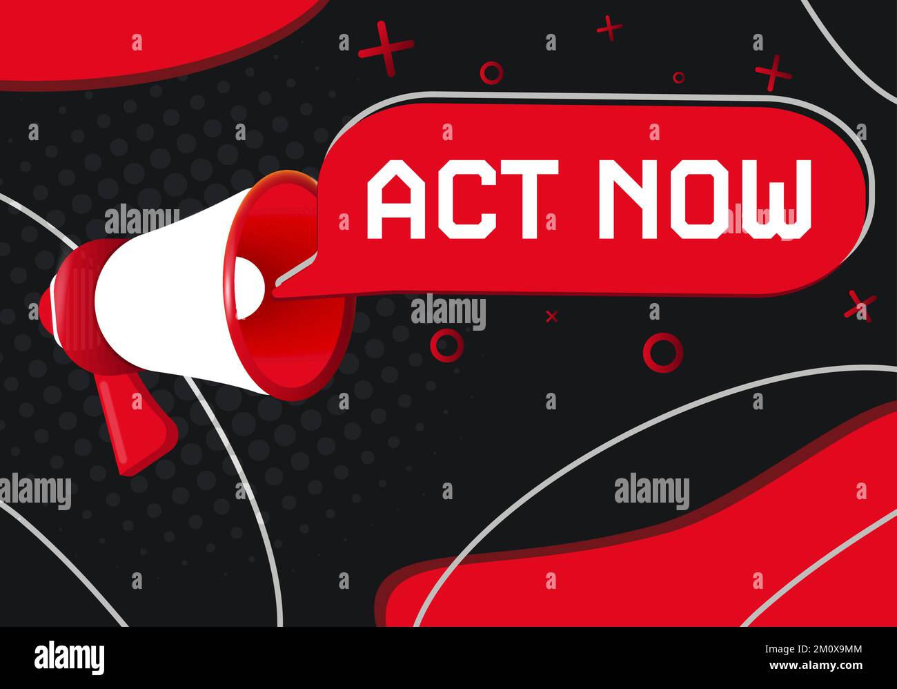 Act Now. Hand Holding Megaphone With Speech Bubble Stock Vector