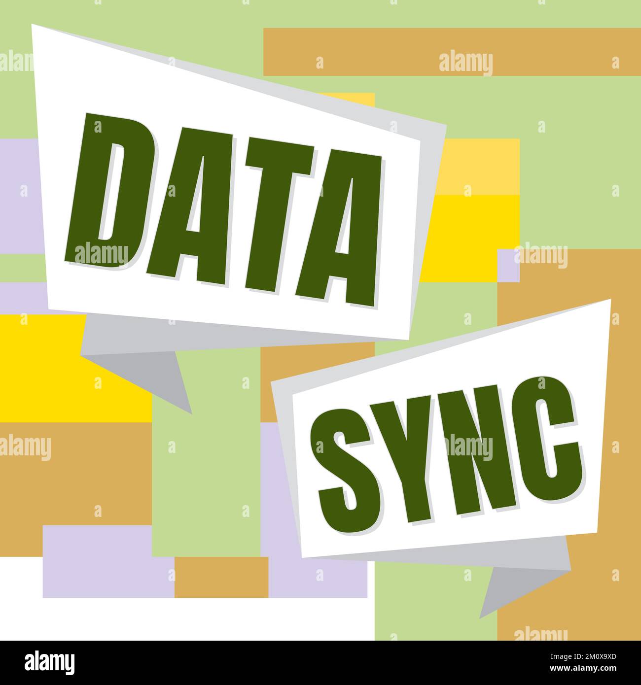 Writing displaying text Data Sync, Internet Concept data that is continuously generated by different sources Stock Photo