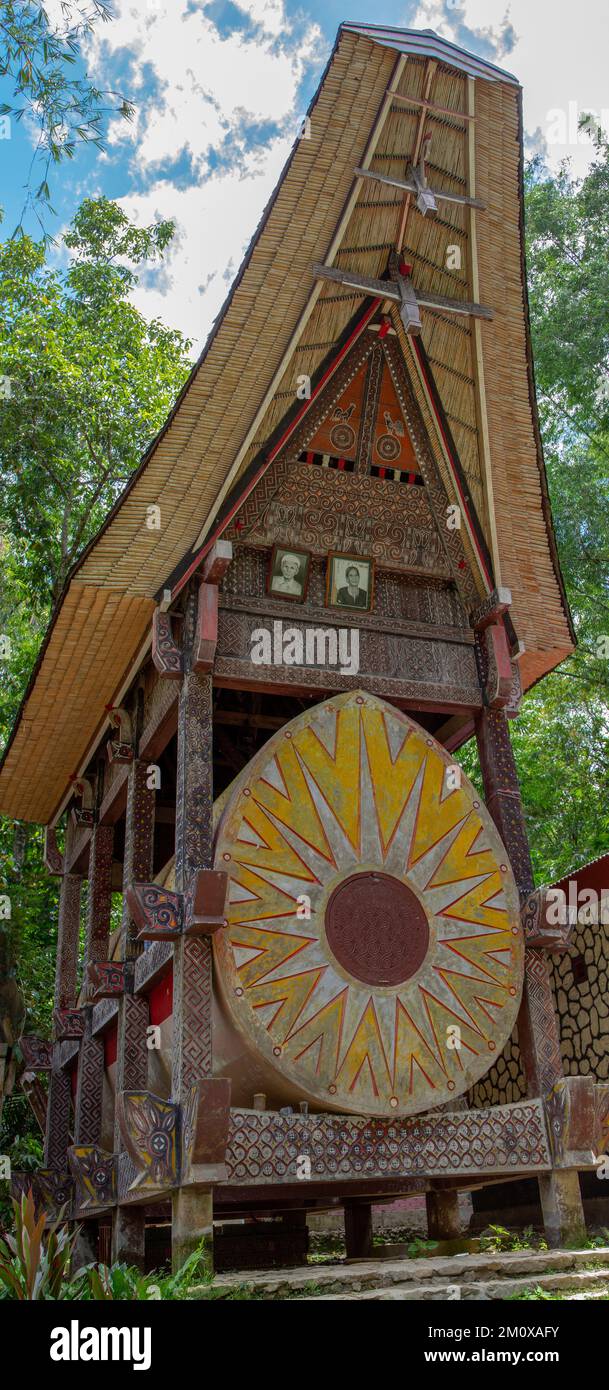 Patane is a permanent building that functions as a small house-shaped grave in the Toraja tribe. December 17, 2013, Toraja, Indonesia. Stock Photo