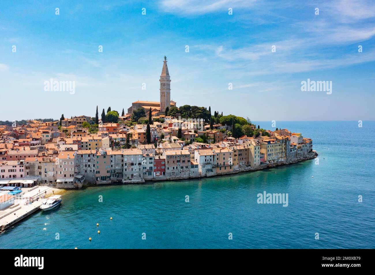Adriatic Sea, Old Town with Church of St. Euphemia, Rovinj, Istria, Croatia, Europe Stock Photo