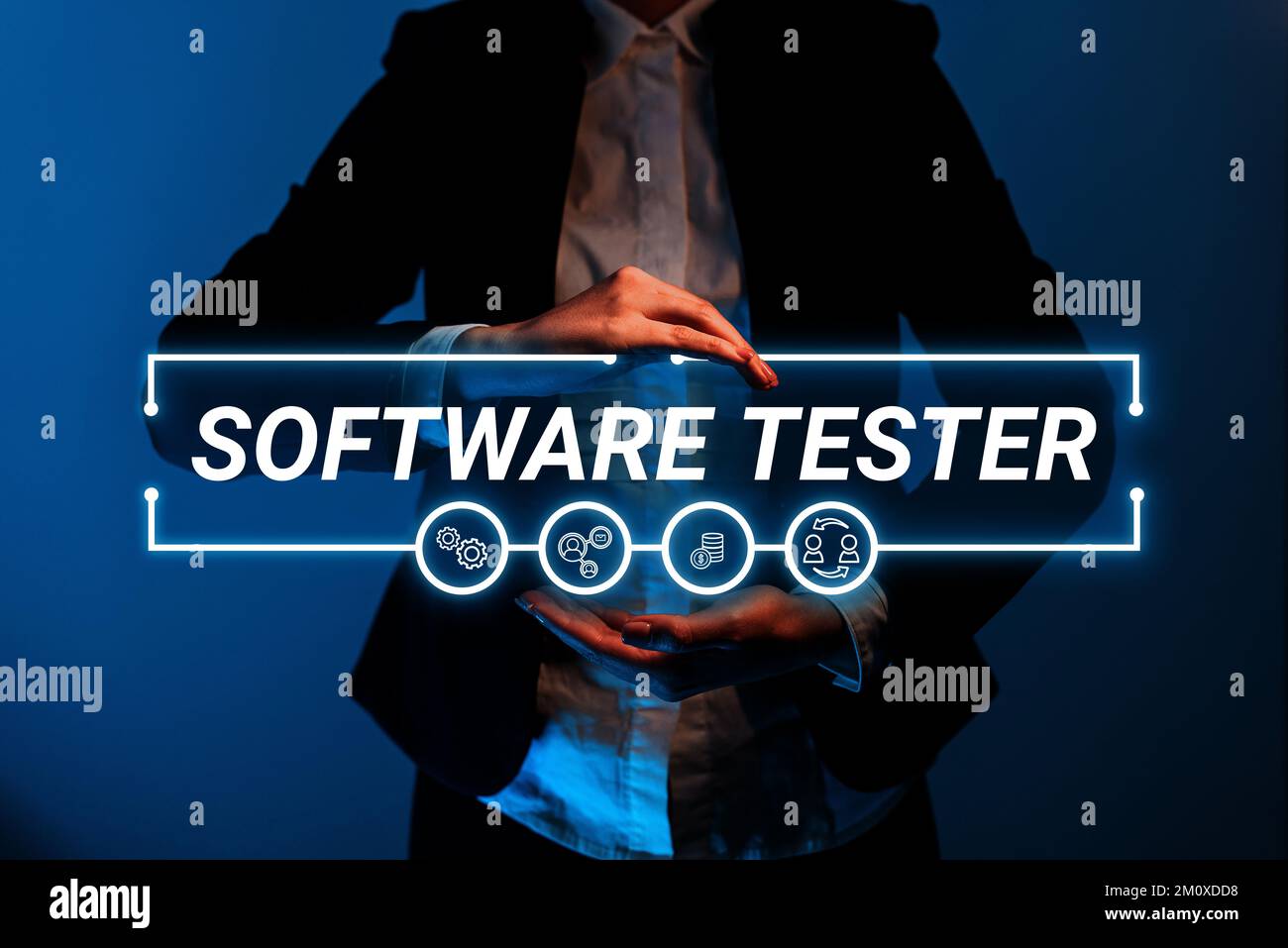 Hand writing sign Software Tester. Business idea implemented to protect ...