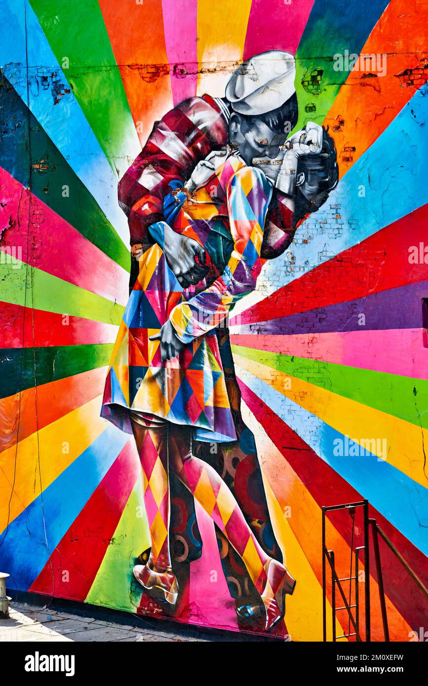 New York. Manhattan. United States. High Line. Kiss. Mural. Eduardo
