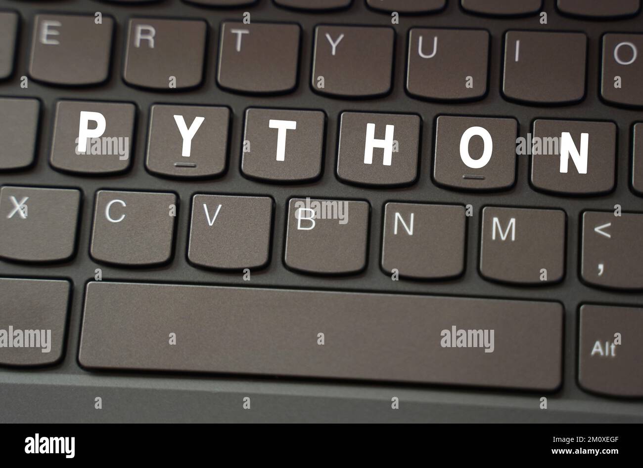 Internet concept. On the black keyboard, the inscription is highlighted in white - Python Stock Photo