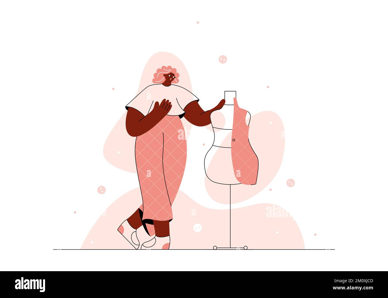 Vector flat design illustration with africanAmerican fashion