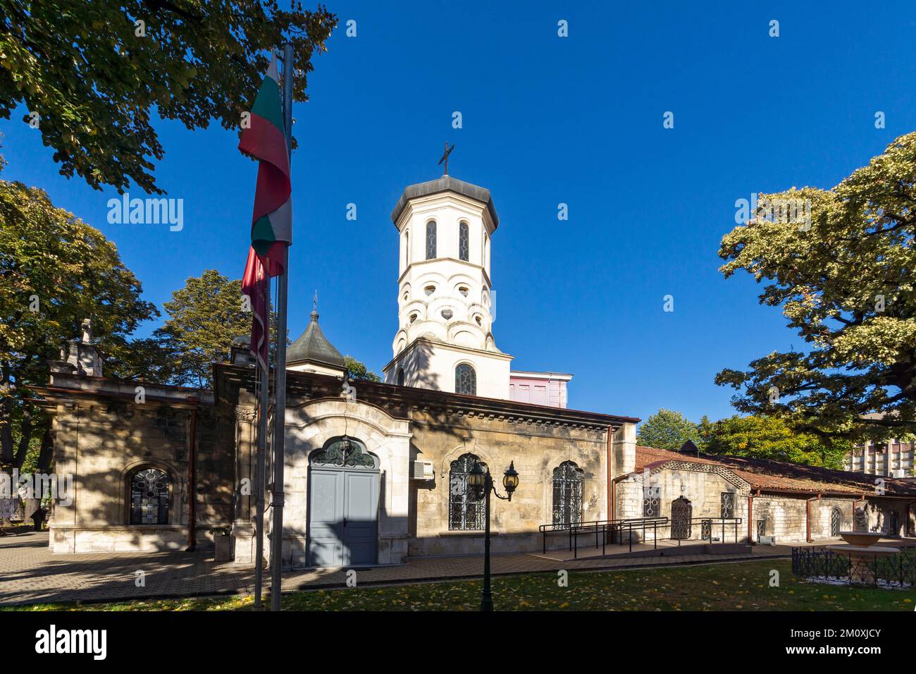 RUSE, BULGARIA -NOVEMBER 2, 2020: Typical Building and street at the center of city of Ruse, Bulgaria Stock Photo