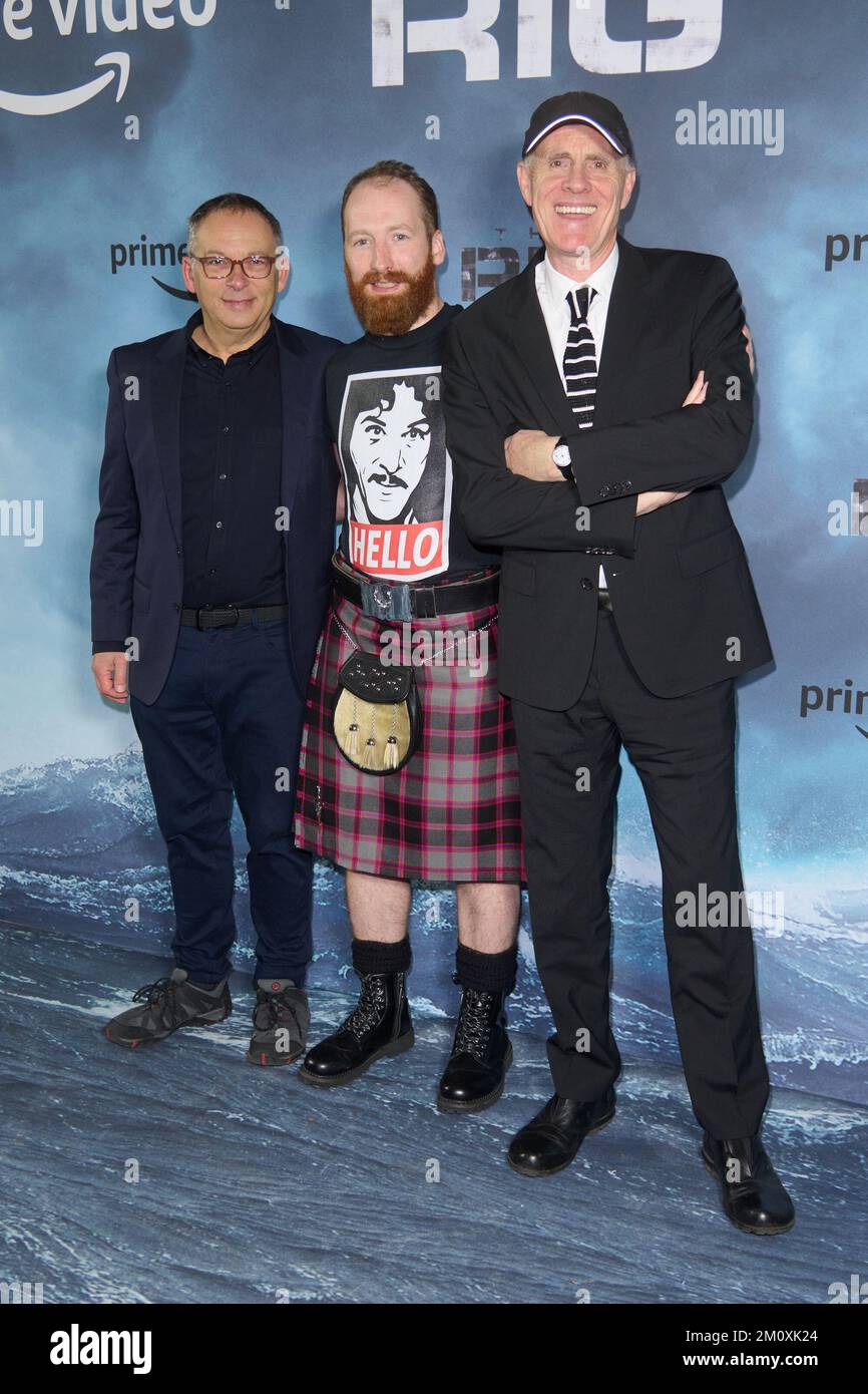 London, UK . 8 December, 2022 . Derek Wax, David Macpherson and John Strickland pictured at the London Premiere of The Rig held at the Regent Street Cinema. Credit:  Alan D West/EMPICS/Alamy Live News Stock Photo