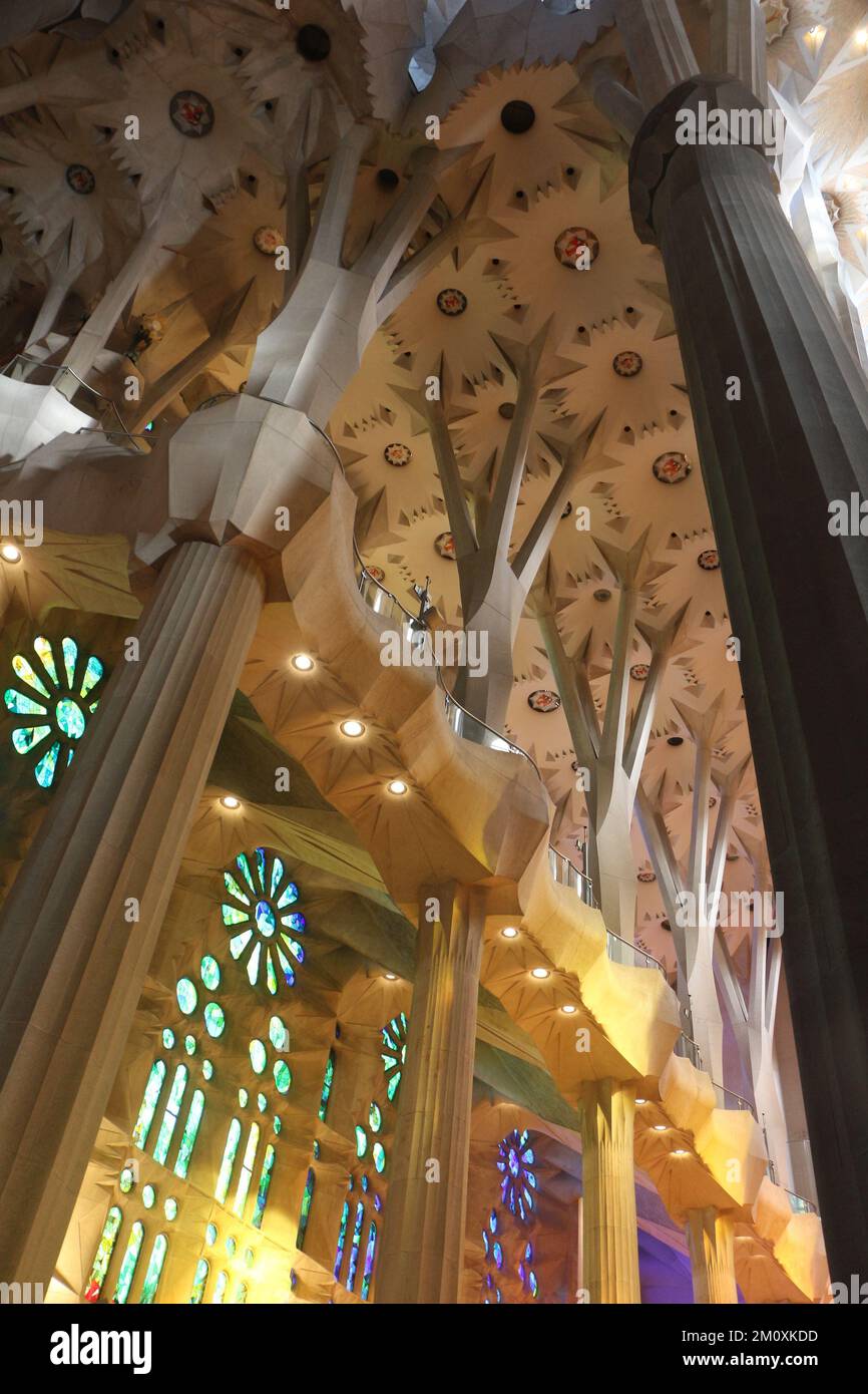 The beautiful interior of the famous Sagrada Familia church in ...