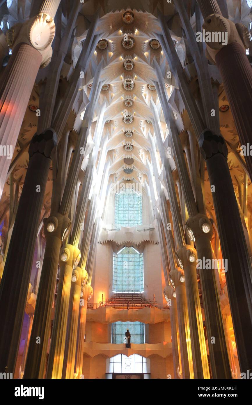 The beautiful interior of the famous Sagrada Familia church in ...