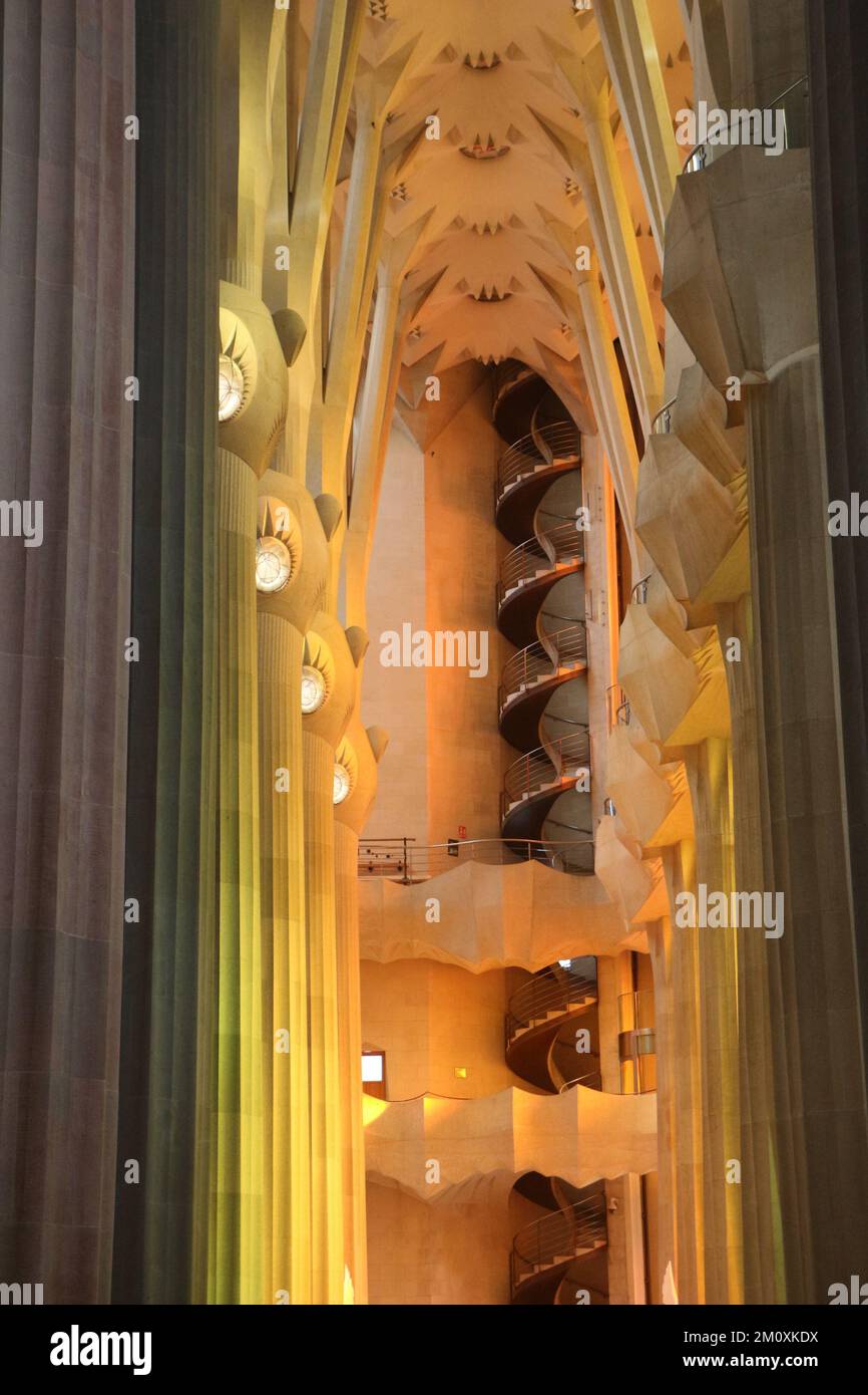 The beautiful interior of the famous Sagrada Familia church in ...