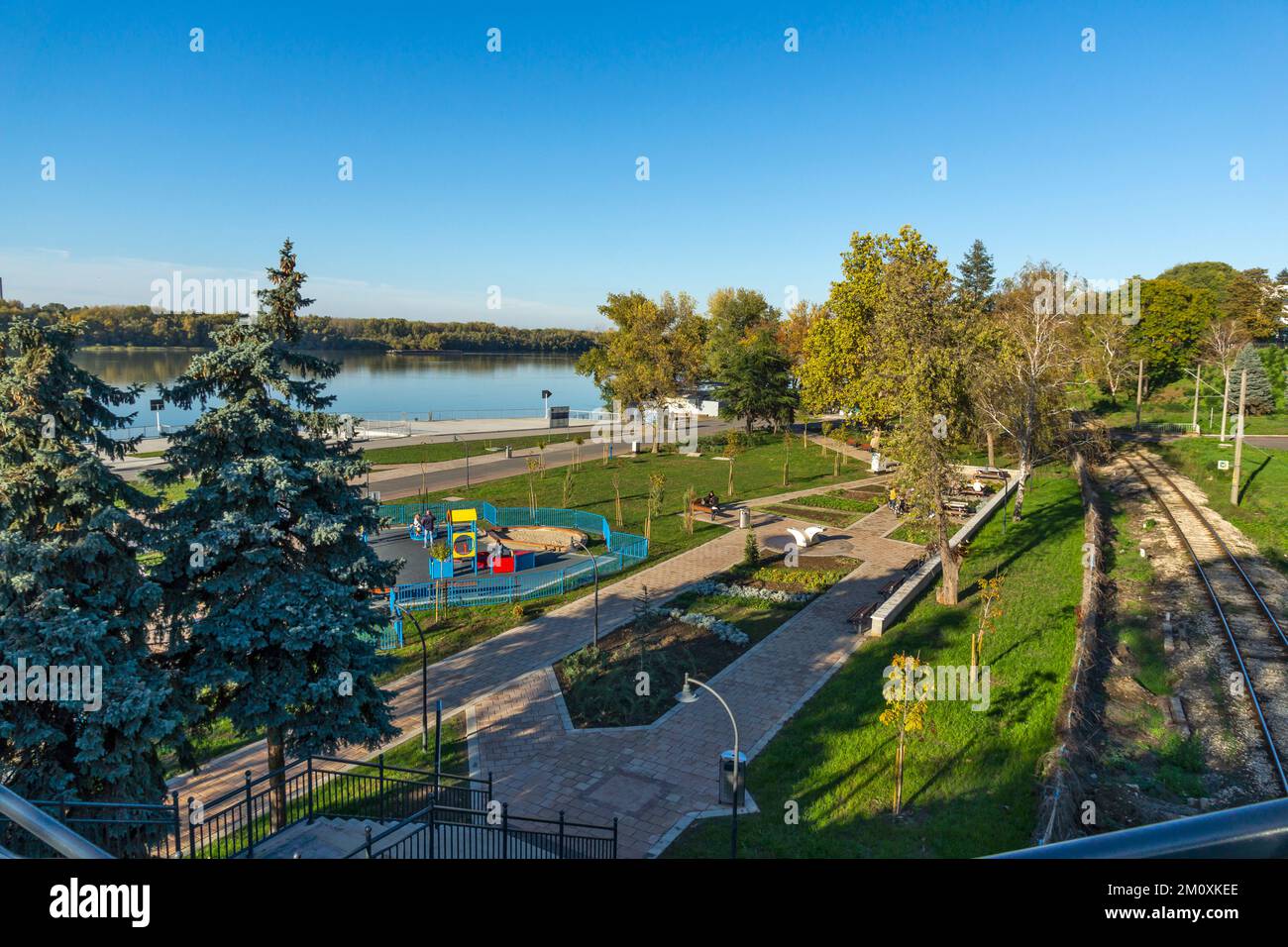 RUSE, BULGARIA -NOVEMBER 2, 2020: Typical Building and street at the center of city of Ruse, Bulgaria Stock Photo