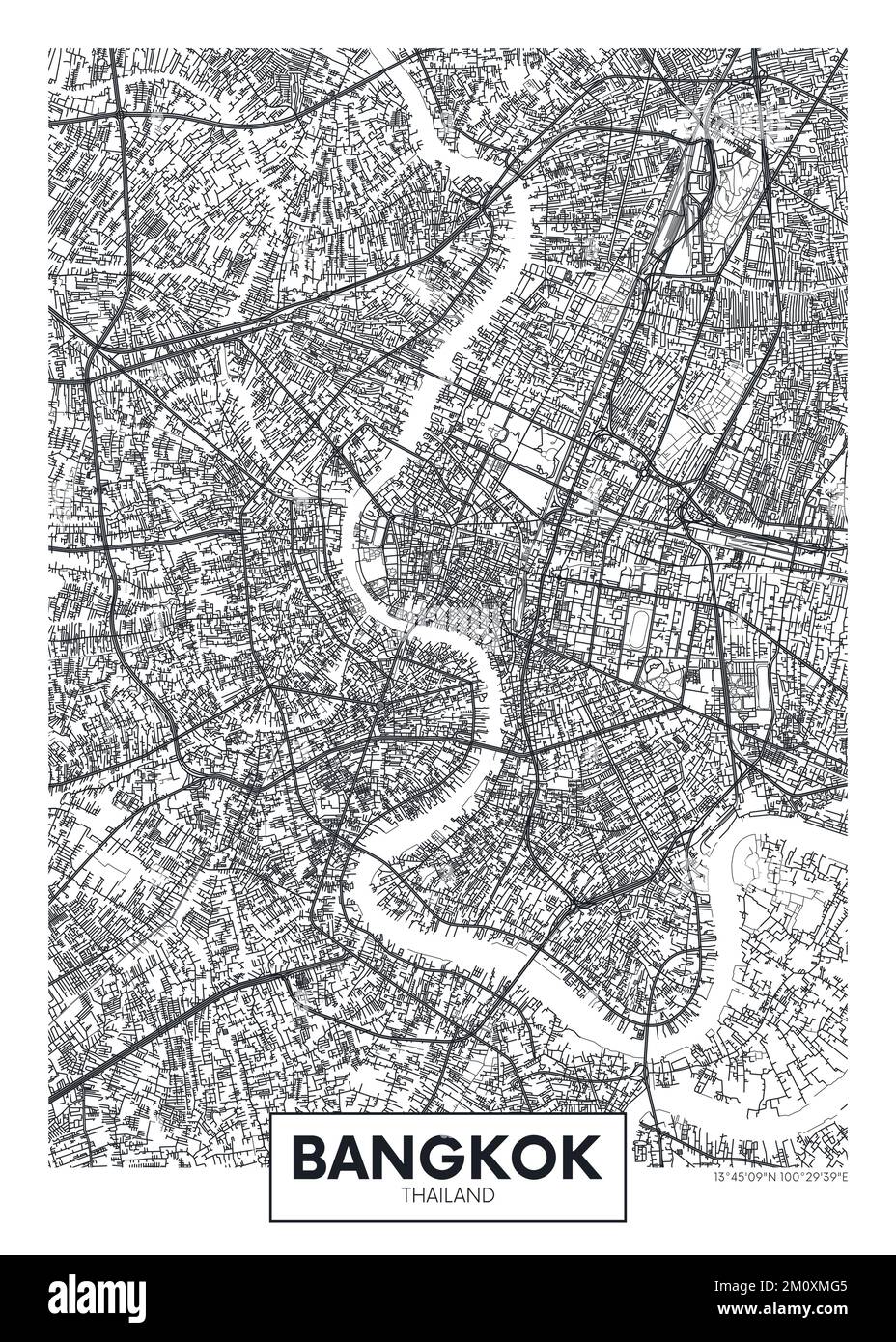 City map Bangkok, urban planning travel vector poster design Stock Vector