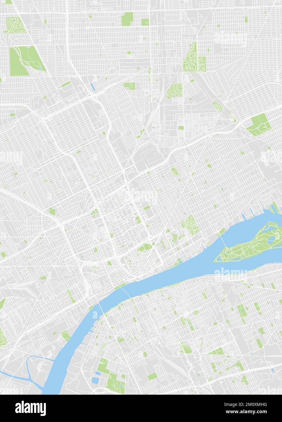 City map Detroit, color detailed plan, vector illustration Stock Vector
