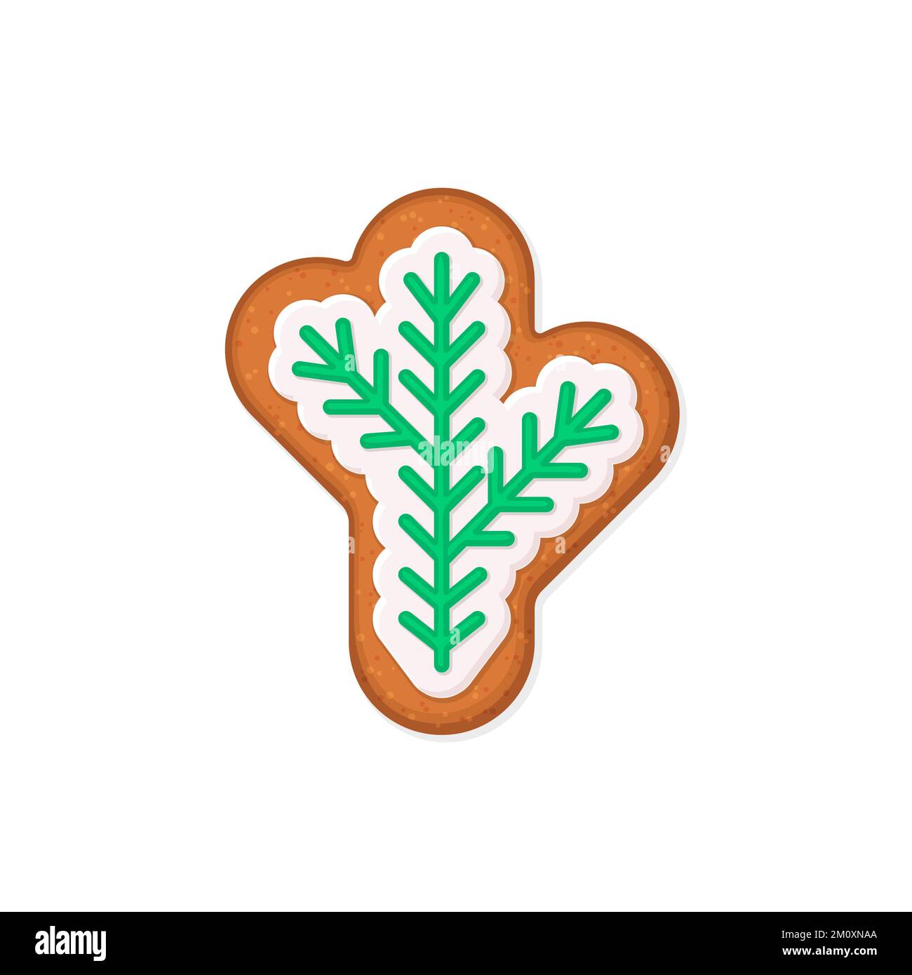 Fir branch shaped Christmas gingerbread cookie Stock Vector